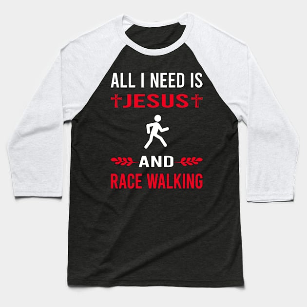 I Need Jesus And Race Walking Baseball T-Shirt by Good Day